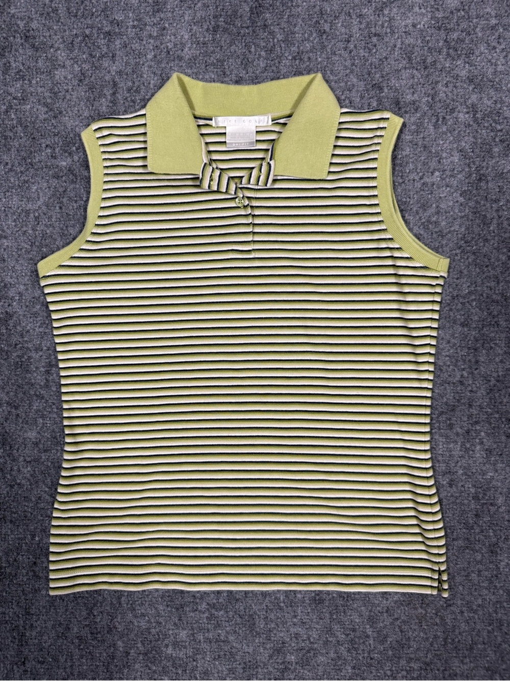 Nike Golf Dri-FIT Sleeveless Polo Tank Top Green Striped